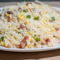 Pork Fried Rice · Please note that we do not use soy in fried rice, it will not be brown because there is no s...