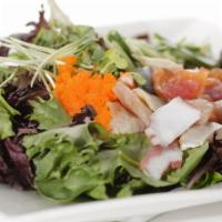 Seafood Salad · Tuna, yellowtail, mackerel, albacore, octopus, new zealand snapper, masago, shrimp, salmon, ...