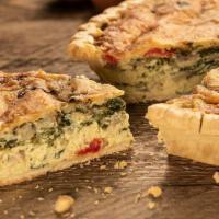 Quiche Florentine · Farm fresh eggs, jack and cheddar cheese, spinach, sliced mushrooms, onions and bell peppers...