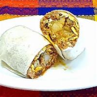 Breakfast Burrito · Your choice of meat, beans, potatoes, eggs, and cheese.