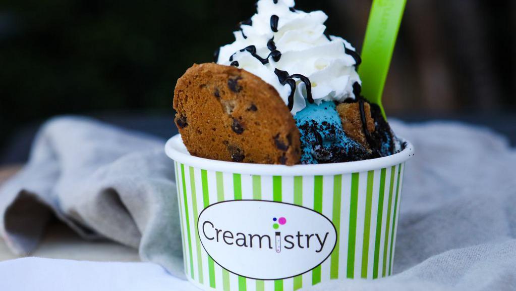Cookie Monster Blues · Cookie monster ice cream, fudge, chips ahoy, oreo.