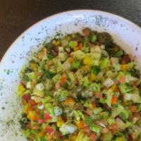 Lebanese Salad · Chopped lettuce, tomato, cucumber, radish, bell pepper, scallions, fresh mint, lemon oil dre...
