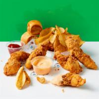 The 5-Piece Byo Combo Bucket · 5 hand breaded chicken tenders dusted with a seasoning of your choice. Side of dipper fries ...