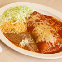 Burro Mojado · Wet burrito comes with your choice of meat, rice, beans, onion, cilantro and hot sauce, with...