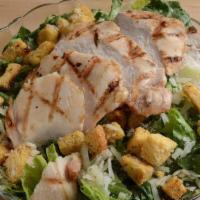 Chicken Caesar Salad · Chopped romaine lettuce tossed in our own zesty caesar dressing with grilled chicken breast,...