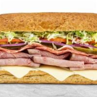 Ham & Salami · Premium smoked ham, salami, and aged Swiss cheese.  Comes with THE WORKS!