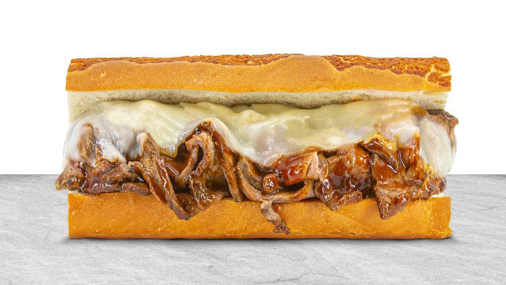 Barbecue Tri-Tip (Large) · Handcrafted sandwich on a toasted French roll with grilled tri-tip, BBQ sauce and provolone cheese melted together. Served with mayonnaise only.