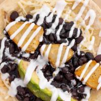 Love Song · Black beans, avocado, sour cream, crispy potatoes, and monterey jack cheese on a HomeState f...
