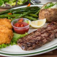 1/2 Lb. New York Steak & Shrimp · New York Steak, 6 Fried Shrimp. NORMS Cocktail Sauce & fresh Lemon.  Includes Soup, Salad, c...