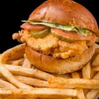 Original Chicken Sandwich · Crispy Chicken served on brioche bun
TRADITIONAL- skips sauce, lettuce, tomatoes, & PICKLES....