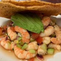 Tostada De Camaron · Shrimp tostada