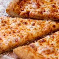 Cheese Pizza · homemade fresh dough spread with pizza sauce topped with mozzarella cheese