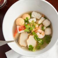 Seafood Noodle · Choice of noodle with shrimp, shrimp balls, fish balls, fish cakes and imitation crab