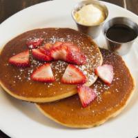 Sweet Potato Pancakes · Gluten-free, soy-free, peanut-free, tree-nut-free. Topped with seasonal fruit with a side of...