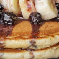 Organic Wild Blueberry Pancakes · New. Organic wild blueberries and banana pancakes topped w/ blueberry cream cheese.