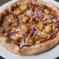 Bbq Pineapple Pizza · Peanut-free and tree-nut-free. Spicy maple barbecue sauce and mozzarella topped with grilled...
