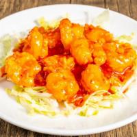 Golden Braised Shrimp · Spicy. Lightly battered shrimp sauteed with chefs special sweet and pungent sauce.