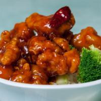 General'S Chicken · Hot & Spicy. light batter fried chicken chunk toss cooked with famous general tao's sauce.