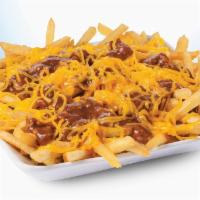 Chili Cheese Fries · French fries covered with homemade chili and topped with mild real cheddar cheese.