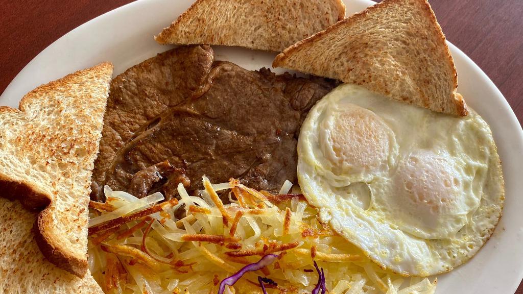 Steak And Eggs · Steak and eggs made your way, served with toast and hash browns.