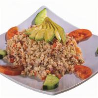  Cazuela Ceviche De Pescado / Fish Ceviche Casserole · Pescado molido curtido en limón, revuelto con tomate, pepino, cebolla y cilantro picado, ser...