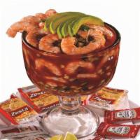  Coctel De Camarón /Shrimp Cocktail · Shrimp cooked  in water served with tomato, onion, diced cucumber, avocado and cilantro, cov...