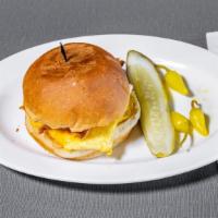 Bacon & Egg Sandwich · Bacon, Egg, Hash Brown Patty, Cheese, Mayonnaise, Gourmet Bun