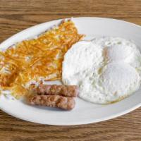 Dollis Special · Two Eggs, 2 Sausage links or 2 Bacon strips. 
Choice of hash brown or home fries and Toast.