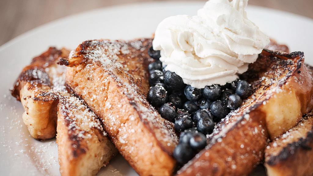 Caramelized Tahitian Vanilla Bean French Toast · Grilled Pineapple Add $2.50
Fresh Berries or Bananas and Chantilly Cream Add $2.00