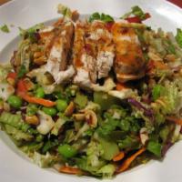 Thai Chicken · Napa Cabbage, Romaine, Edamame, Carrots, Red Bell Peppers, Crushed Peanuts, Sliced Celery, C...
