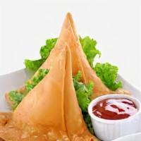 Vegetable Samosa (Peas & Potatoes) (1) · A  fried or baked pastry with a Savoury filling, such as spiced potatoes and spices.