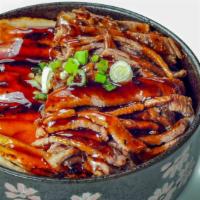 Chicken & Beef Teriyaki Bowl · Combination of grilled chicken and sliced steak,. served with our signature sauce on a bed o...