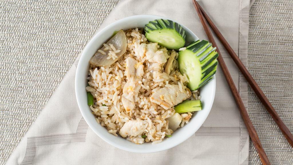 Dragonfly Fried Rice · Eggs, onion, green onion, and toasted garlic.
