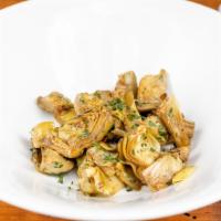 Carciofi Saltati · Artichoke with extra virgin olive oil, garlic, and parsley.