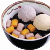 Double Taro Signature · Includes Taro Balls, Taro Paste, Ice Cream, Grass Jelly, Grass Jelly Shaved Ice. 586 Kcal.