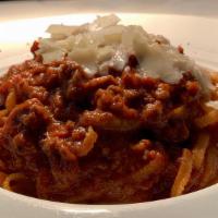 Bolognese · All beef bolognese. Homemade fettucine