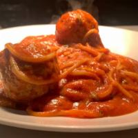 Spaghetti Meatballs · tomato marinara, parmesan, 2 beef meatballs