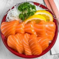 Salmon Bowl · Salmon sashimi on sushi rice. 8 pcs.