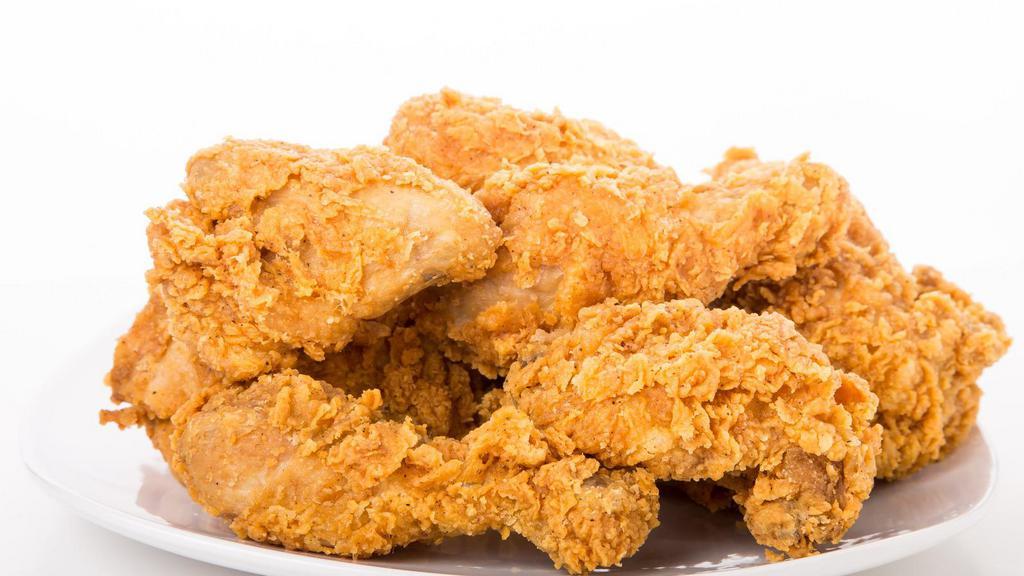 Buffalo 4 Piece Fried Chicken · Battered and deep fried in house. Comes with one wing, one thigh, one leg, and one breast.