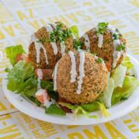 Falafel 3Pc. · 3 Falafels made to order with tahini salad. Vegan.