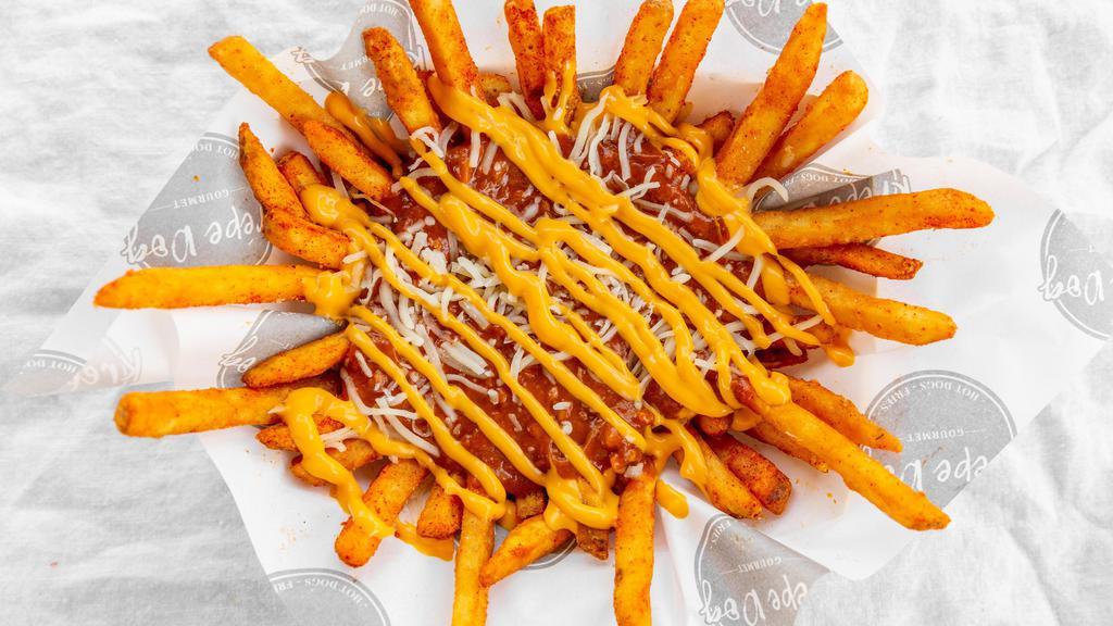 Chili Cheese Fries · Seasoned fries topped with chili & cheese.