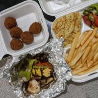 Falafel Plate · Vegetarian (Smashed Chickpeas Mixed with Fresh Garlic, Onions, Parsley and Spices) Deep Frie...