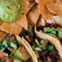 3 Taco Deal · 3 Meat tacos, with your favorite meat, onion, cilantro, red salsa, guacamole sauce and a sid...