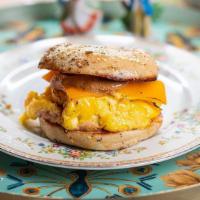Egg And Cheddar Bagel · cheddar, egg, bonita sauce, bagel