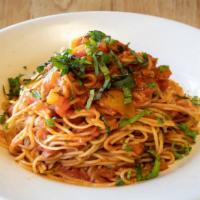 Angel Hair Pasta · Angel hair pasta, tossed with olive oil, fresh tomato, basil & garlic in a tomato sauce with...