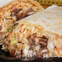 Burrito Gigante · Twice the meat, cheese, guacamole and salsa.