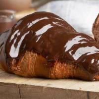 Chocolate Cream Croissant · Filled with chocolate ganache cream, finished with chocolate ganache. Contains: Egg, Milk, S...