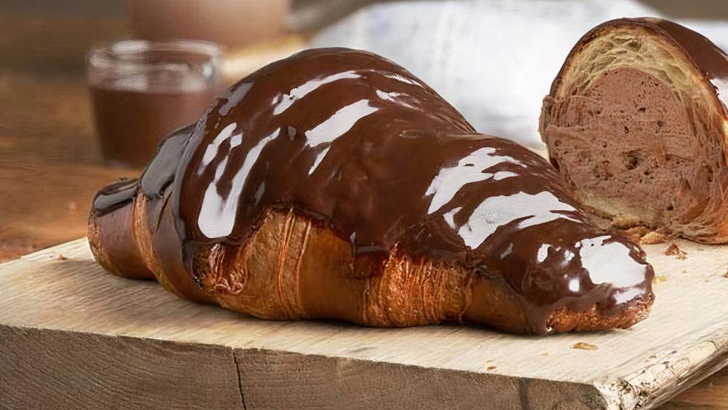 Chocolate Cream Croissant · Filled with chocolate ganache cream, finished with chocolate ganache. Contains: Egg, Milk, Soy, Wheat