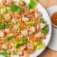 Chinese Chicken Salad · Romaine, grilled chicken breast, cabbage, sweet bell peppers, carrots, green onions, almonds...