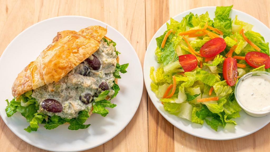 Gracie'S Chicken Salad Sandwich** · Grilled chicken breast, celery, grapes, mayonnaise, herbs and romaine on a fresh baked croissant.
 **Please note that in the event we are out of croissants, the sandwich will be made on multigrain bread**
